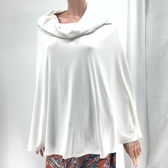Carilyn Vaile White Cowl Neck Cape Top - Picture 6 of 12